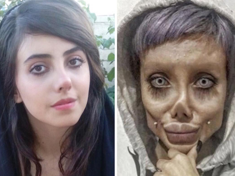 شبيهة أنجلينا جولي الايرانية تكشف عن وجهها الحقيقي!